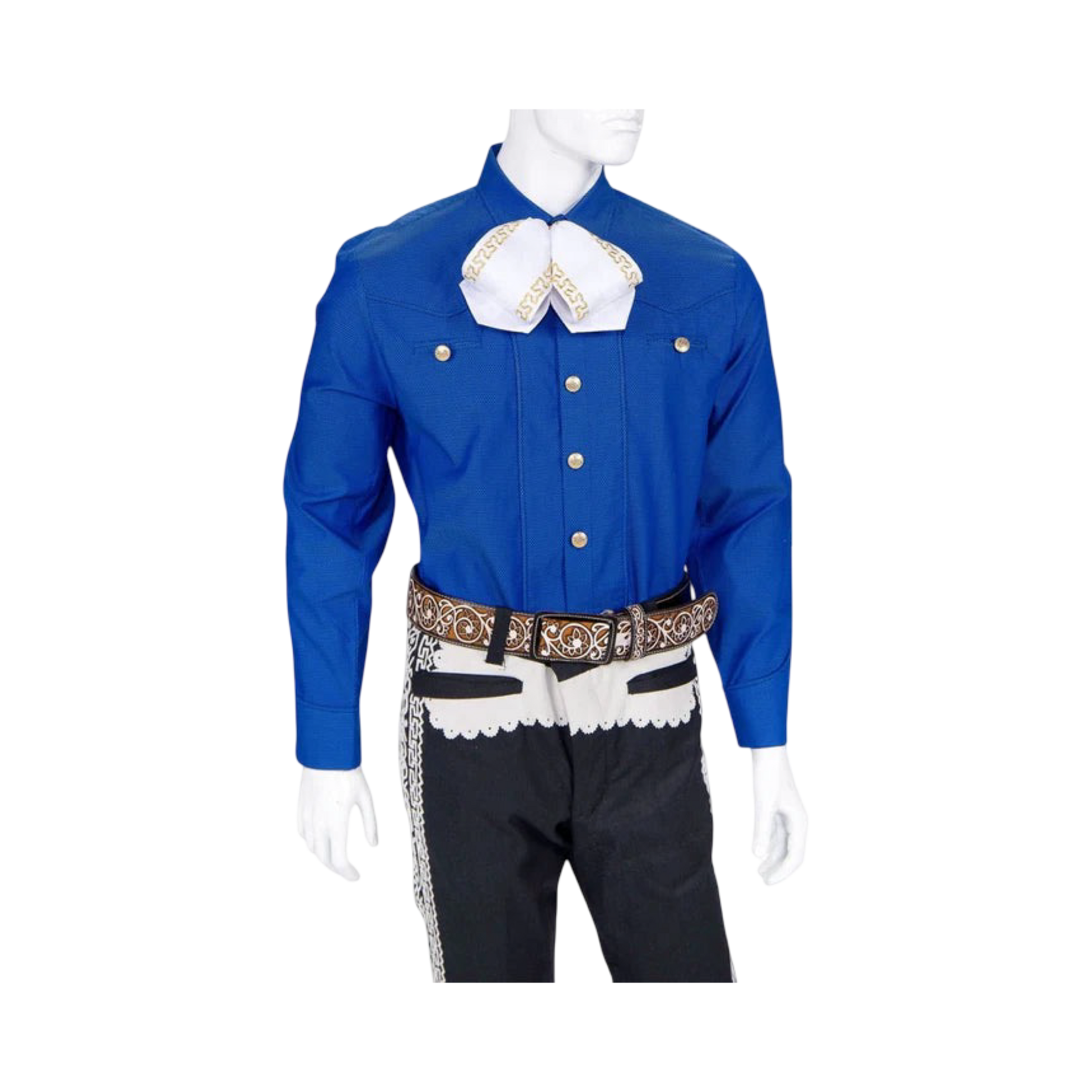 Camisa charra azul rey para hombre estilo charro tradicional