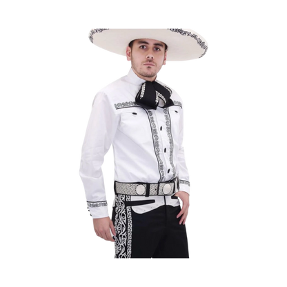 Camisa charra blanca de gala para hombre elegante estilo charro mexicano