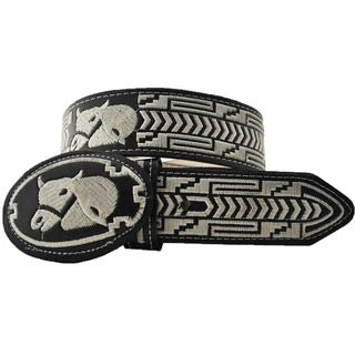 Cinturón charro Negro con figura de toro