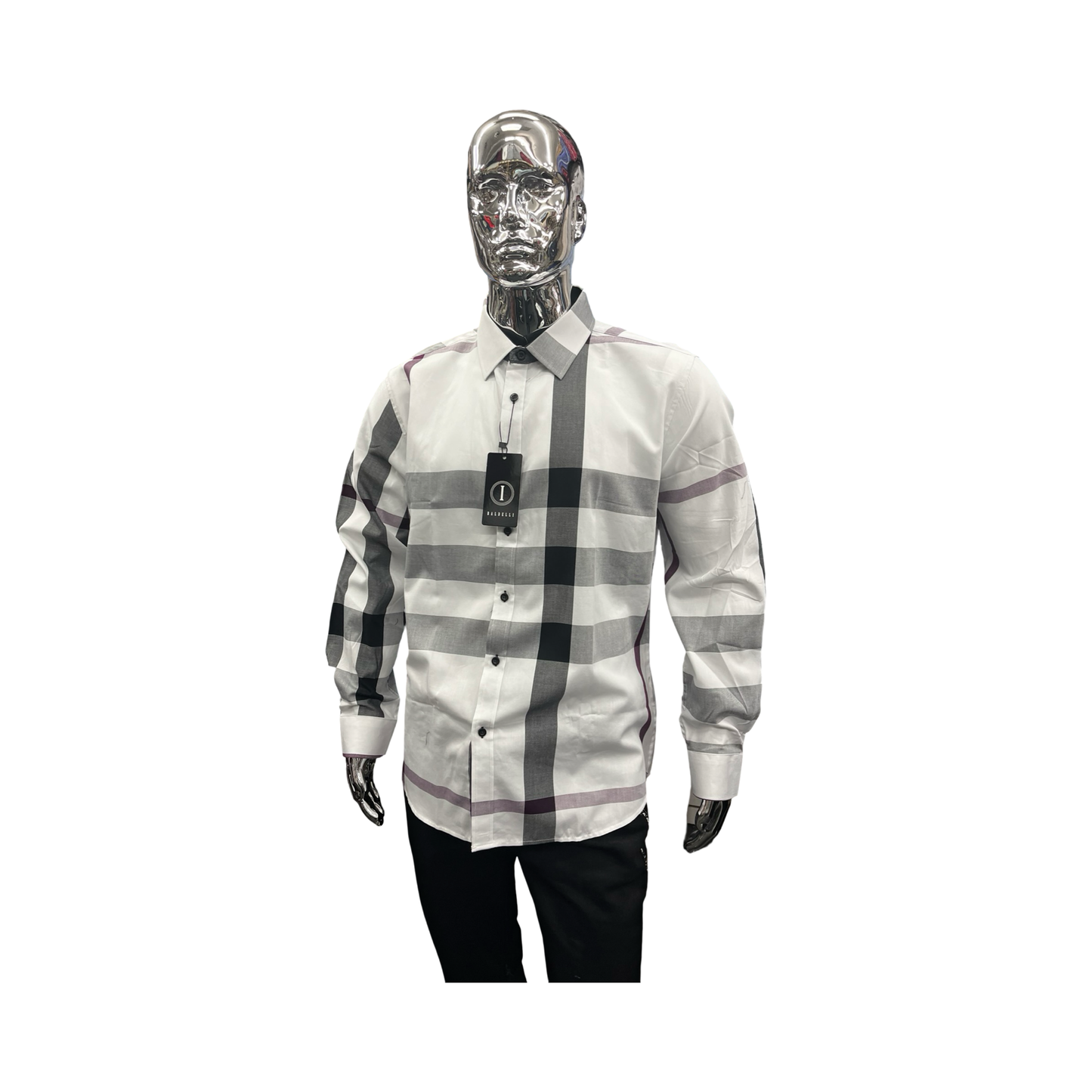 Camisa Casual de Cuadros Blancos Elegantes para Hombre