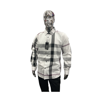 Camisa Casual de Cuadros Blancos Elegantes para Hombre