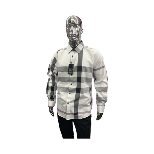 Camisa Casual de Cuadros Blancos Elegantes para Hombre