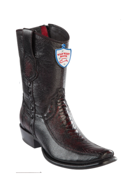 Wild West Botas de Pata de Avestruz Horma Dubai Toe Blackcherry