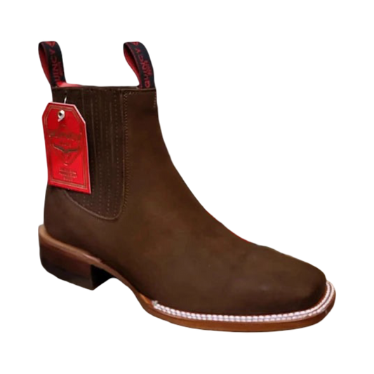 Botines Charros Quincy de Gamuza con Punta Cuadrada