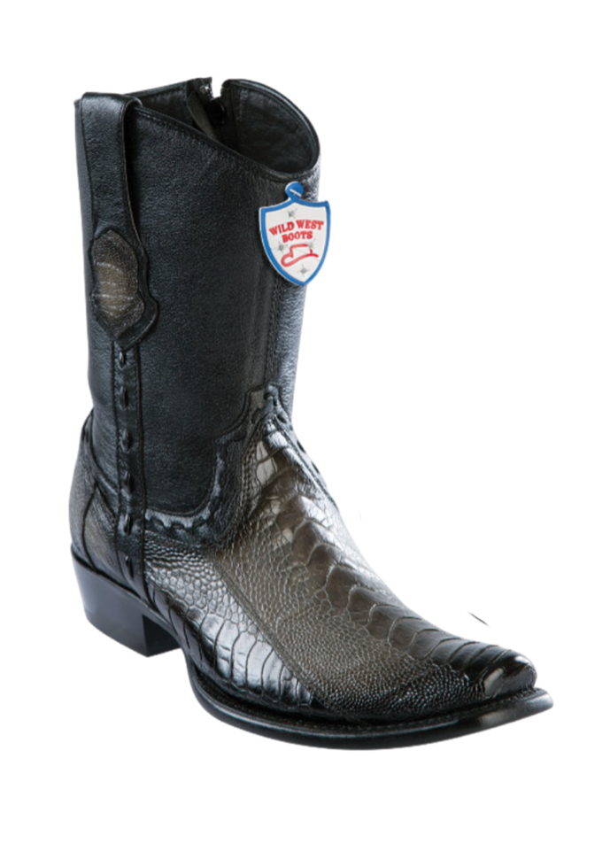 Wild West Botas de Pata de Avestruz Horma Dubai Toe Faded Gray