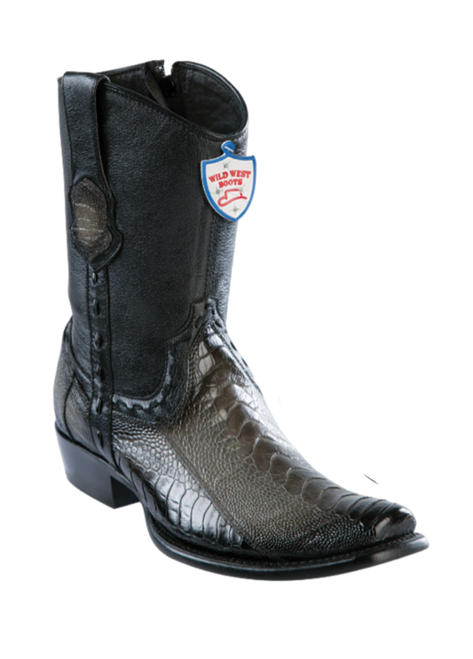 Wild West Botas de Pata de Avestruz Horma Dubai Toe Faded Gray