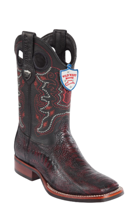 Wild West Botas de Pata de Avestruz Horma Square Toe Black Cherry