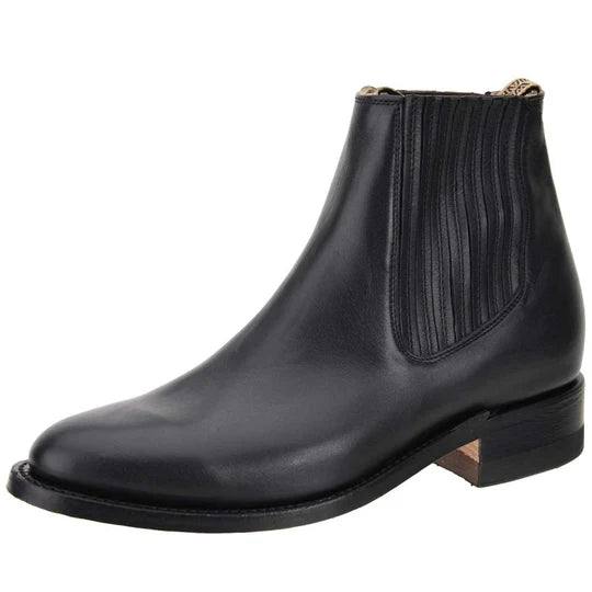 Botines Charros Negro de Piel para Hombre Suela Hule