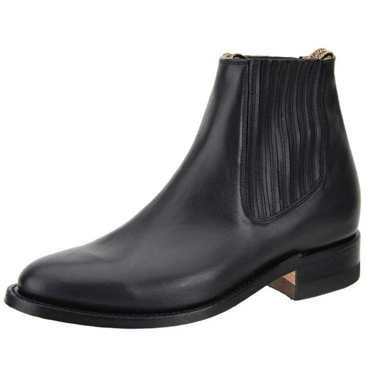 Botines Charros Negro de Piel para Hombre Suela Hule