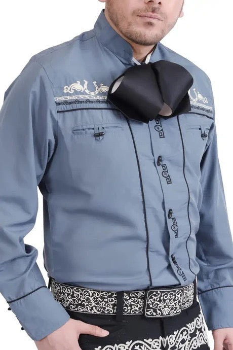 Camisas Charras Para Hombre Gris Obscuro Tradicional
