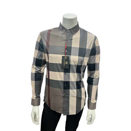 Camisa Vaquera de Cuadros Gris para Hombre | Estilo Casual Elegante