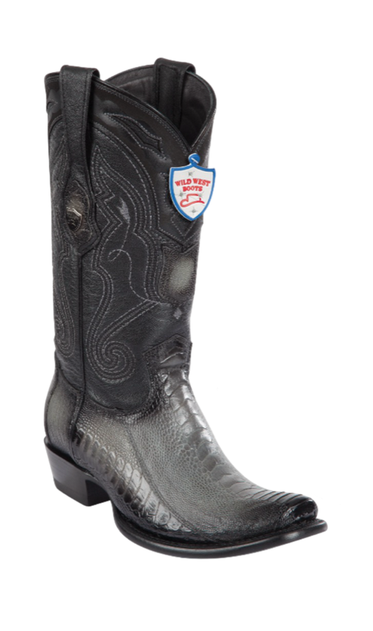 Wild West Botas de Pata de Avestruz Horma Dubai Toe Faded Gray