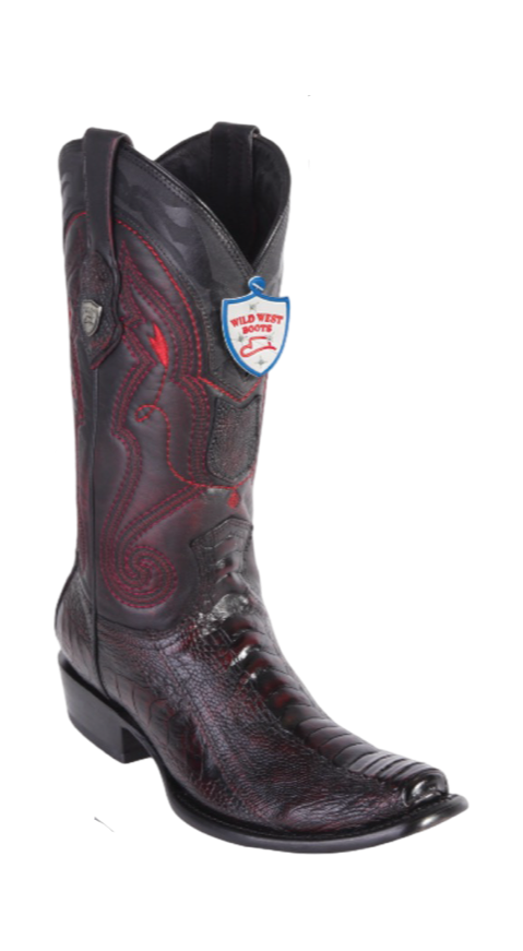 Wild West Botas de Pata de Avestruz Horma Dubai Toe Black Cherry