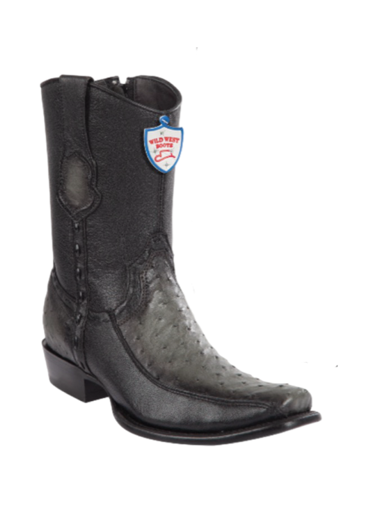 Wild West Botas de Avestruz Horma Dubai Toe Faded Gray