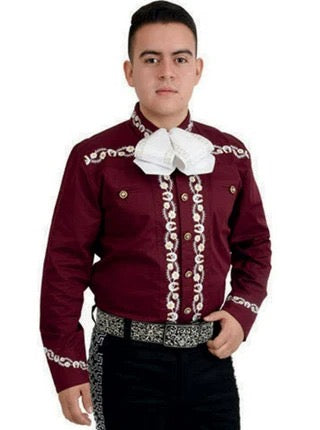 Camisas Charras Para Hombre Vino con Blanco