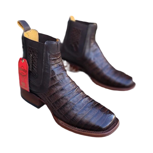 Botines Charros Quincy de Piel con Punta Cuadrada