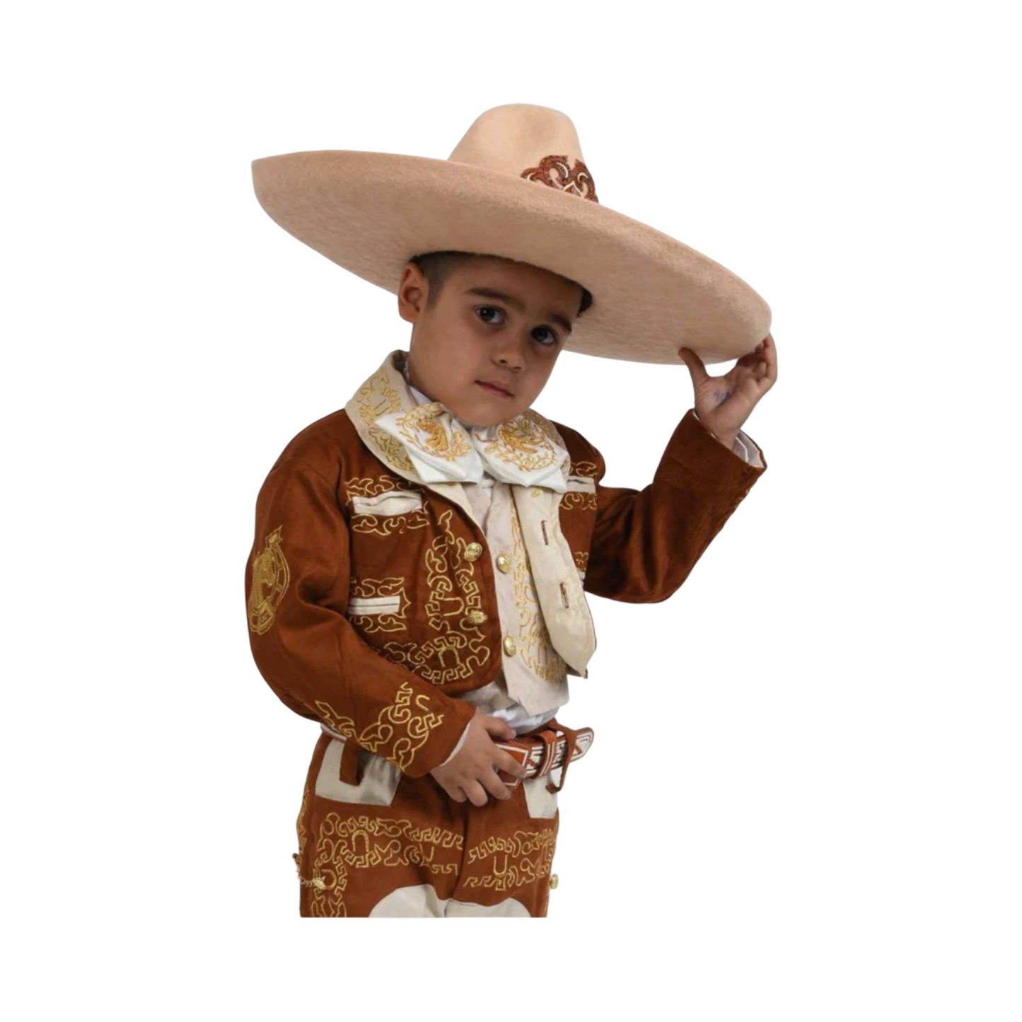 Traje Charro para Niño Cafe con Beige 3 Piezas