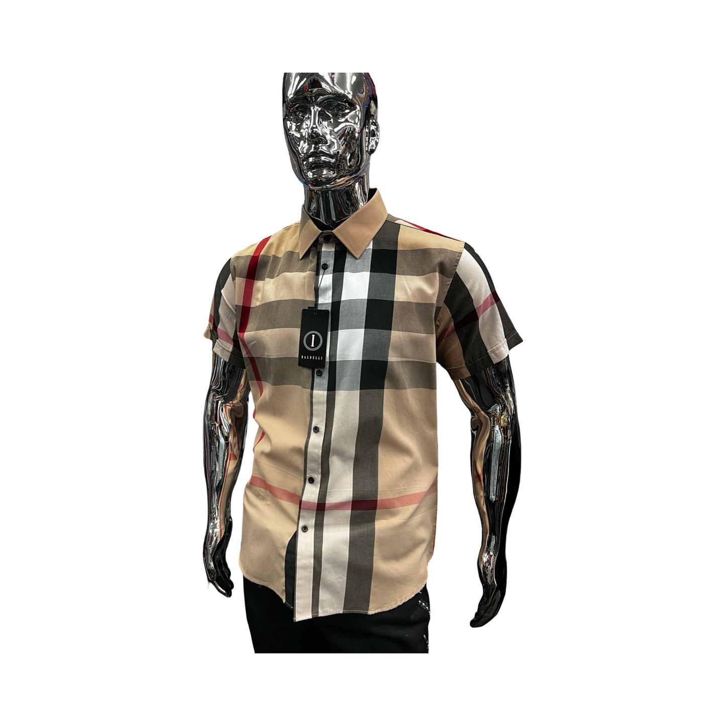 Camisa de Cuadros Beige Casual para Hombre