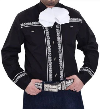 Camisa Charra para Hombre Color Negro – Camisa Mexicana de Charro
