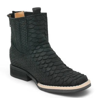 Botines Charros para Niño en Color Negro con Estampado Pitón