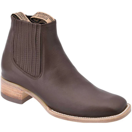 Botines Charros Cuadrado Cafe para Hombre – Bota Ankle de Piel