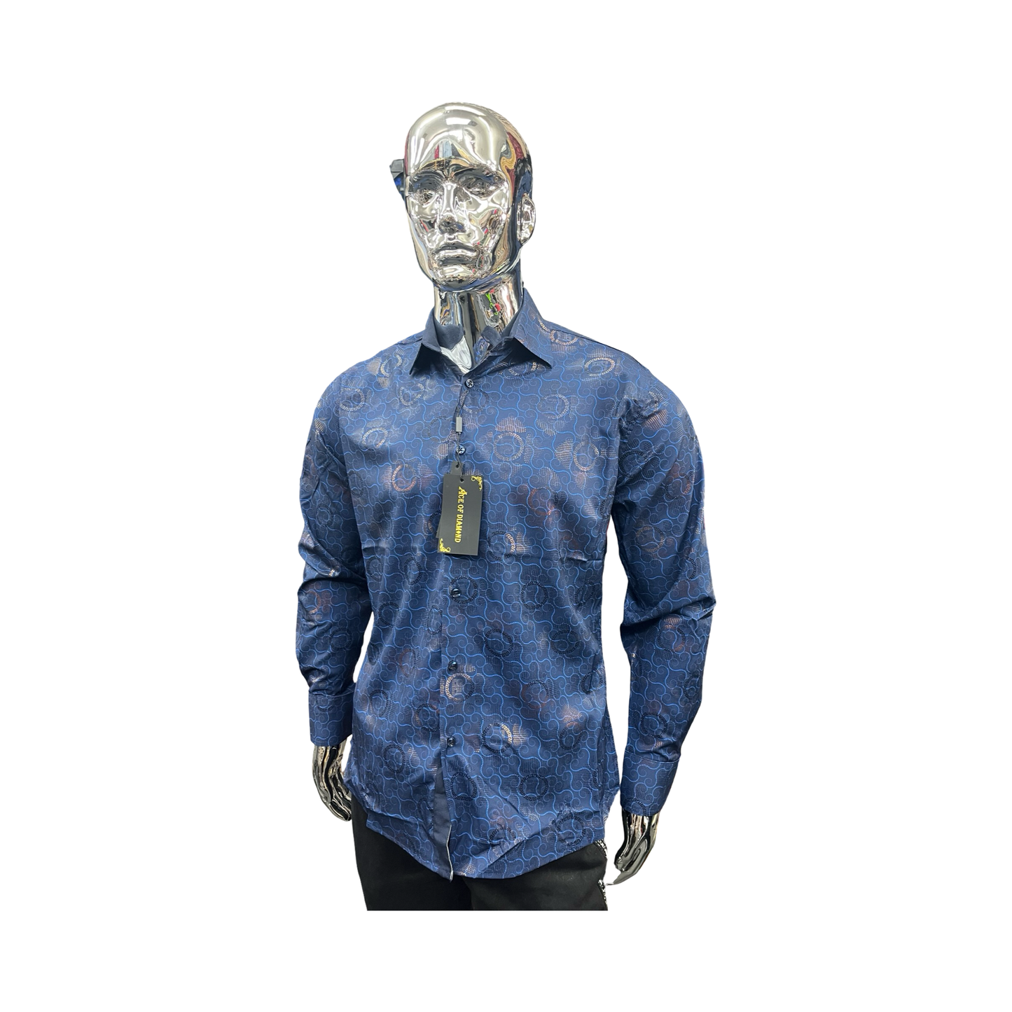Camisa Azul con Oro diseño moderna para Hombre - Liquidación