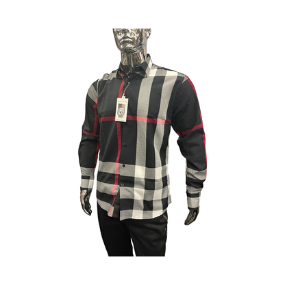 Camisa Casual de Cuadros Negros Elegantes para Hombre