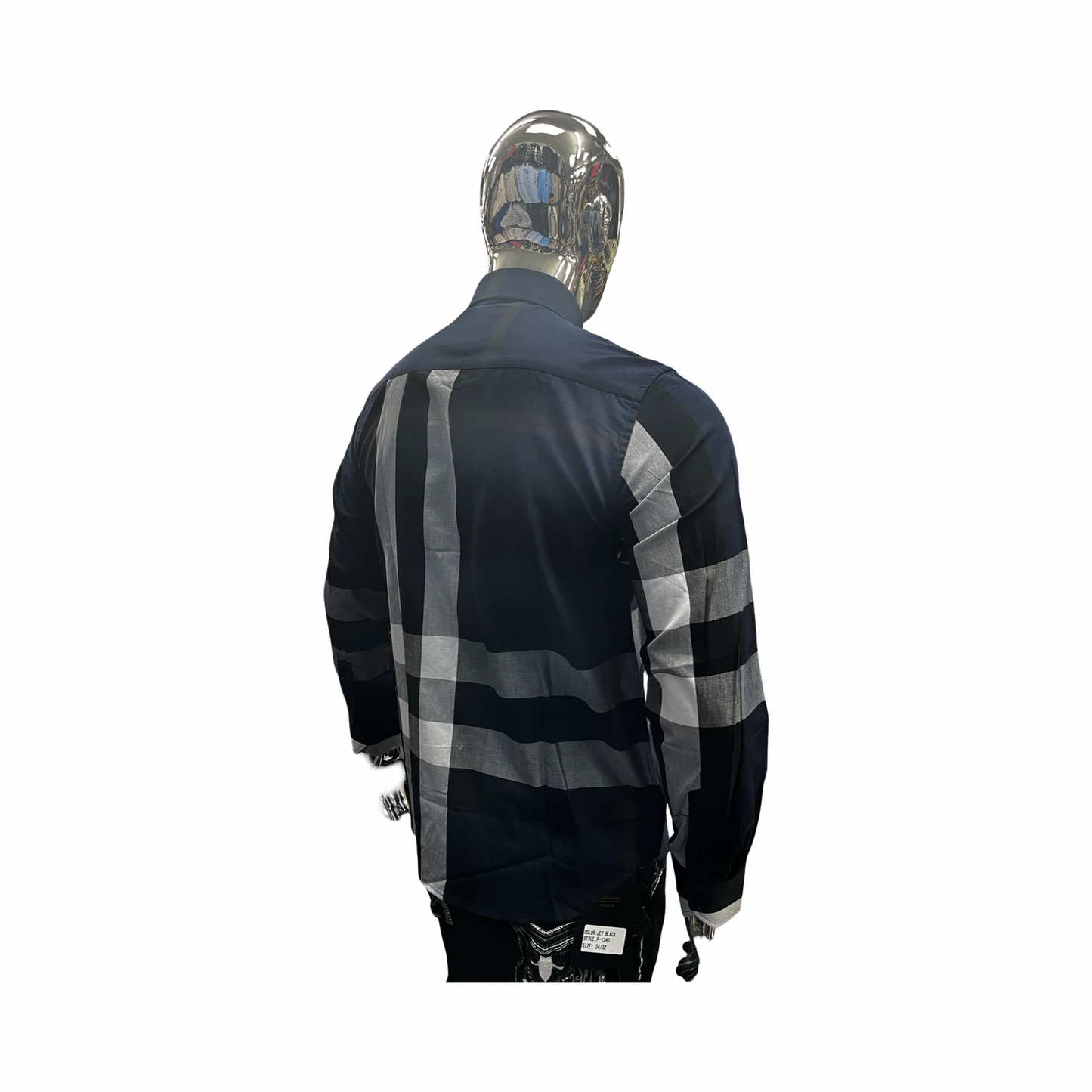 Camisa Casual de Cuadros Azul Marino con Blanco para Hombre