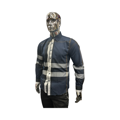 Camisa Casual de Cuadros Azul Marino con Blanco para Hombre