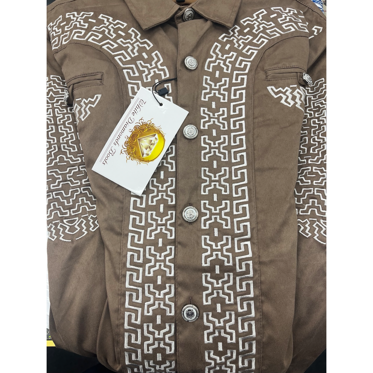 Camisas Charras Para Hombre Miel Con Blanco de Gamuza