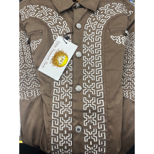 Camisas Charras Para Hombre Miel Con Blanco de Gamuza
