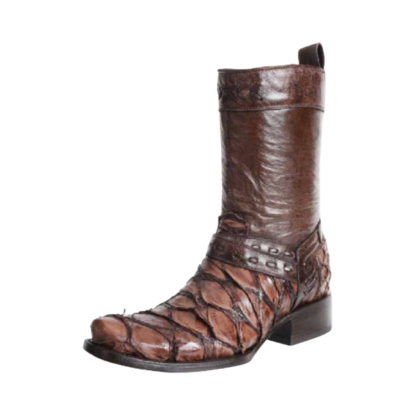 Botas de Pirarucu Café Casual Zipper – White Diamond