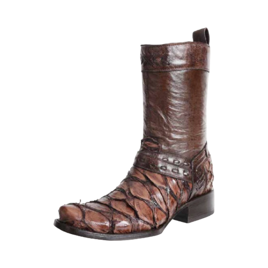 Botas de Pirarucu Café Casual Zipper – White Diamond