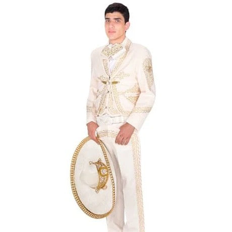 Man wearing a traditional mexican outfit with a white background