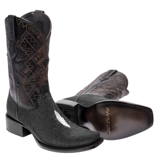 Bota estilo Dubai completa mantarraya negra Single Stone