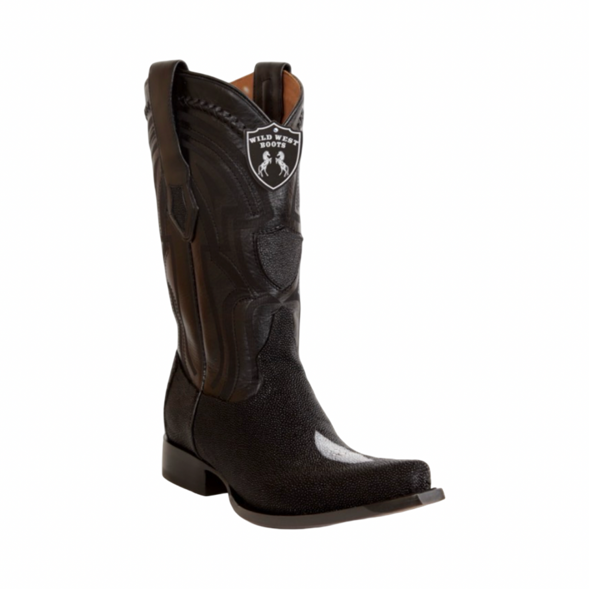 Bota de mantarraya Full Stone negra horma Ranch Toe