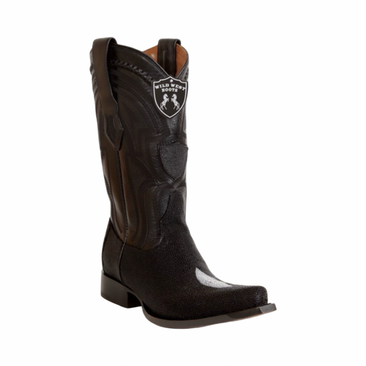 Bota de mantarraya Full Stone negra horma Ranch Toe