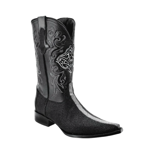 Bota de mantarraya Perla Rayada negra horma 3X