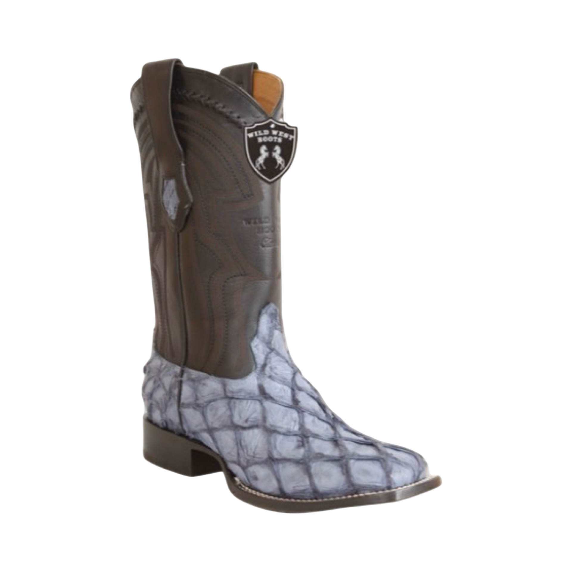 Bota vaquera de pirarucu color blue jeans con punta Rodeo.