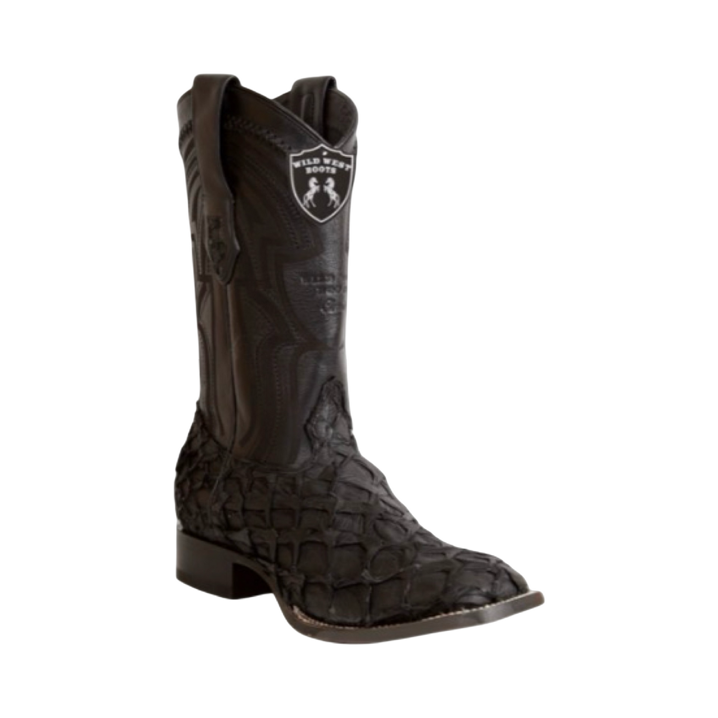 Bota de pirarucu negra con punta Rodeo.