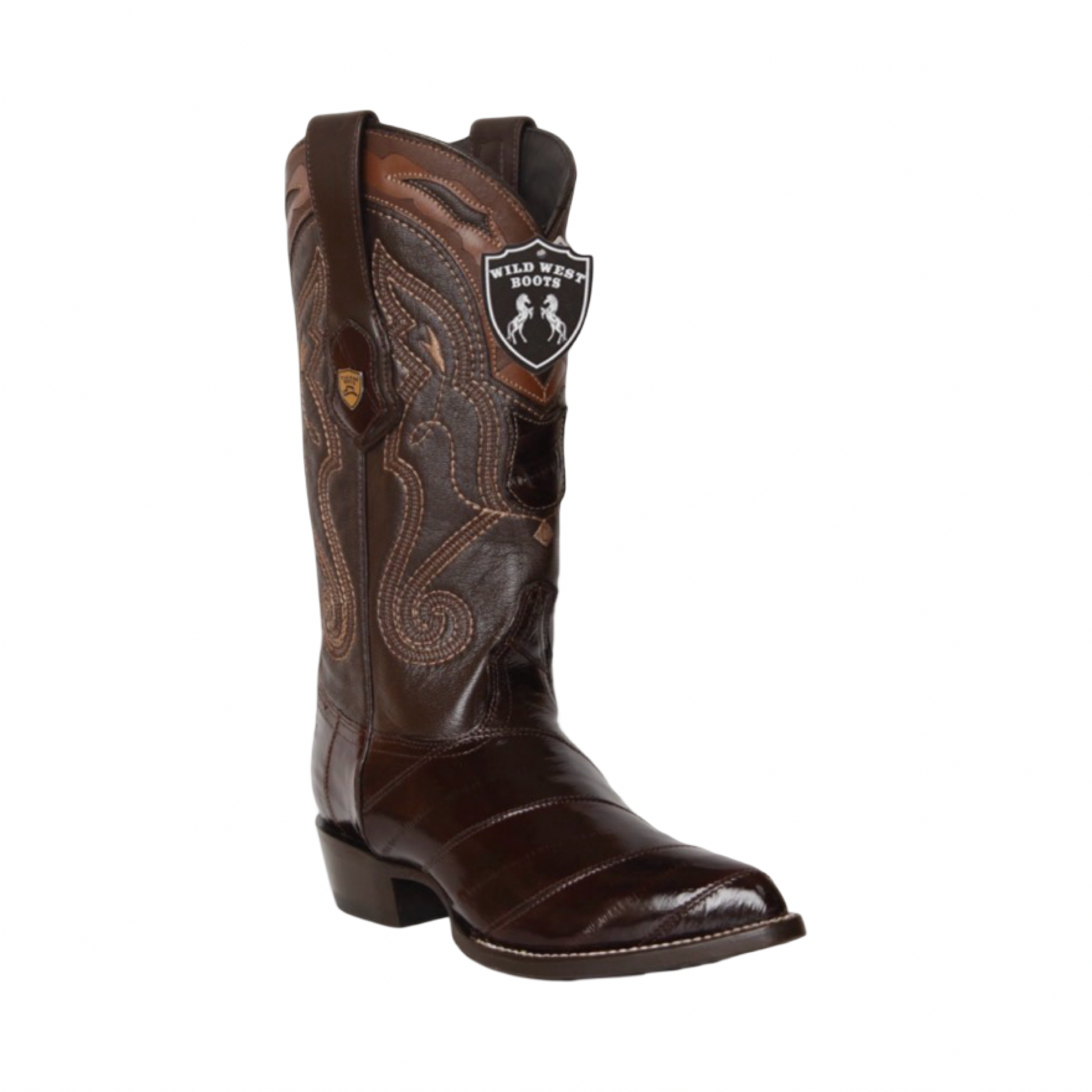 Botas café de piel de anguila originales estilo western