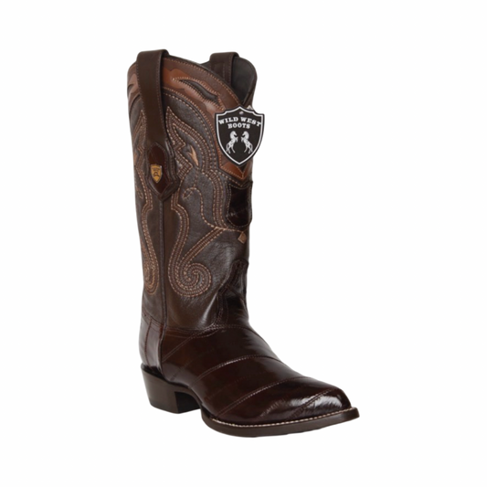 Botas café de piel de anguila originales estilo western