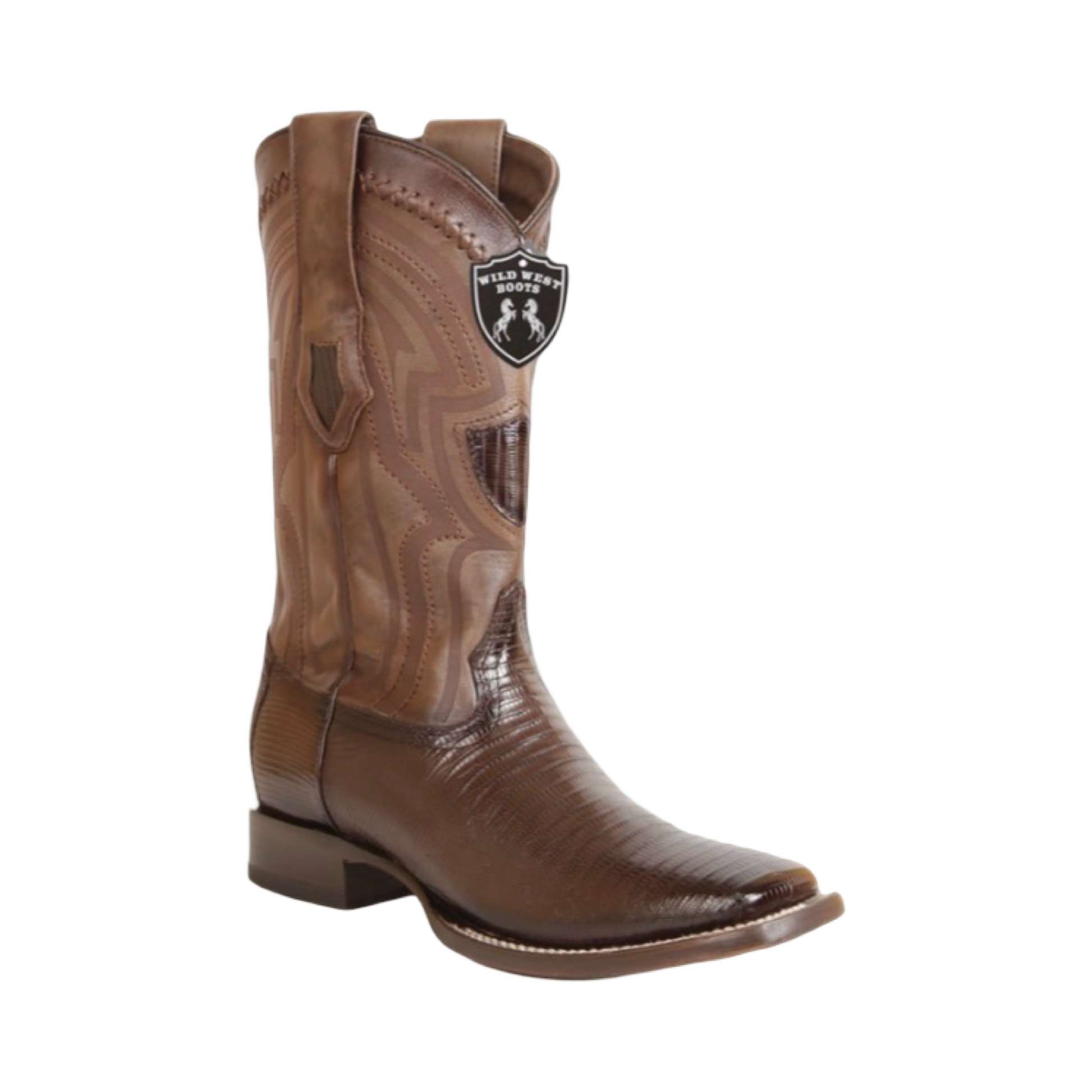 Botas de armadillo café faded brown con punta ranch.