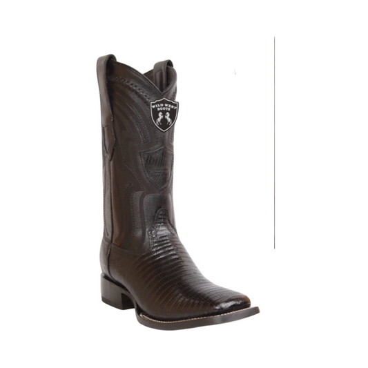 Botas de armadillo negras con horma ranch toe.