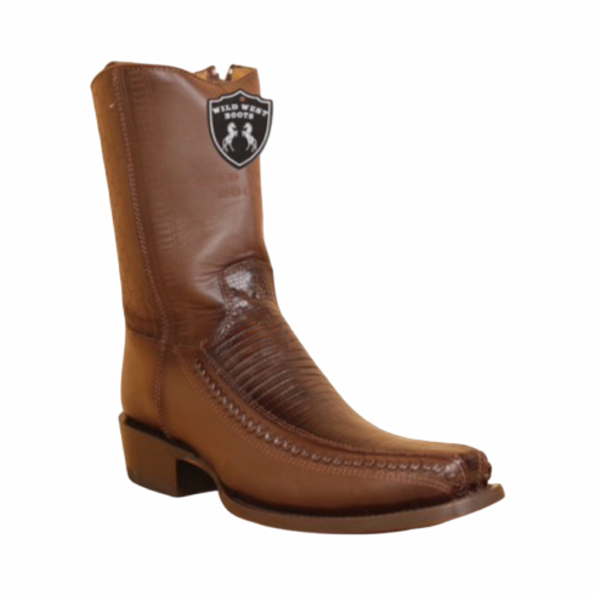 Botas de armadillo nubuck café con horma 7X y corte refinado.