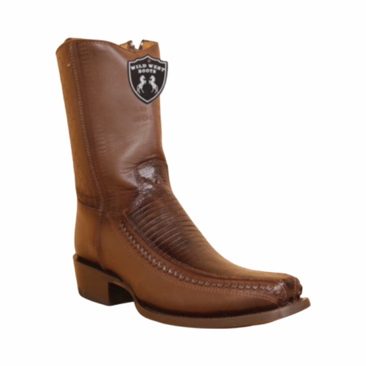 Botas de armadillo nubuck café con horma 7X y corte refinado.