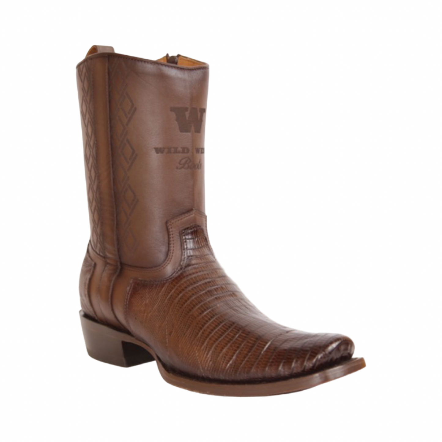 Botas de armadillo nubuck café con horma Dubai y acabado suave.