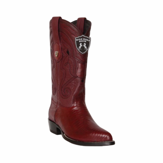 Botas de armadillo vino con horma puntal y acabado brillante.