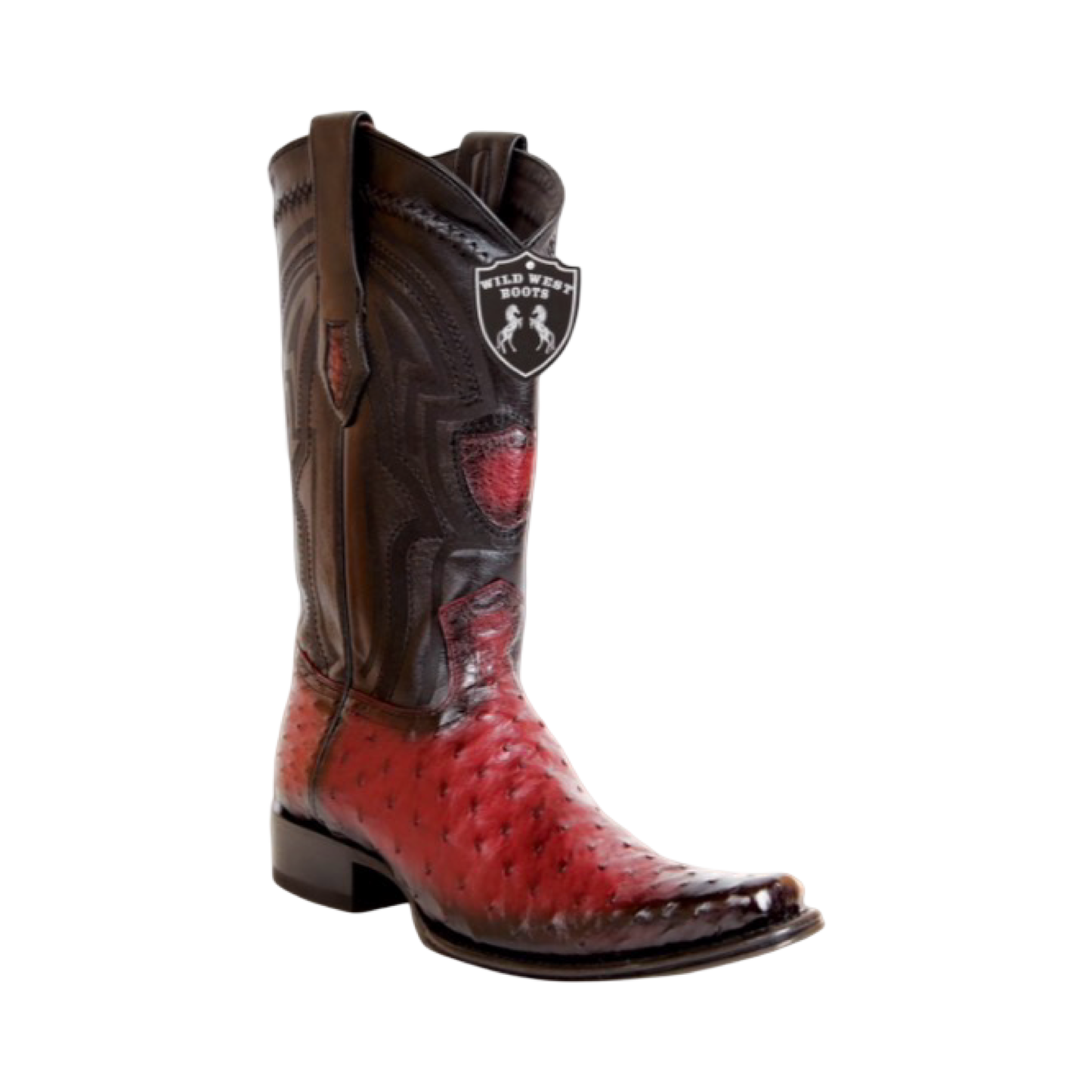 Botas de avestruz color vino difuminado con horma 7X