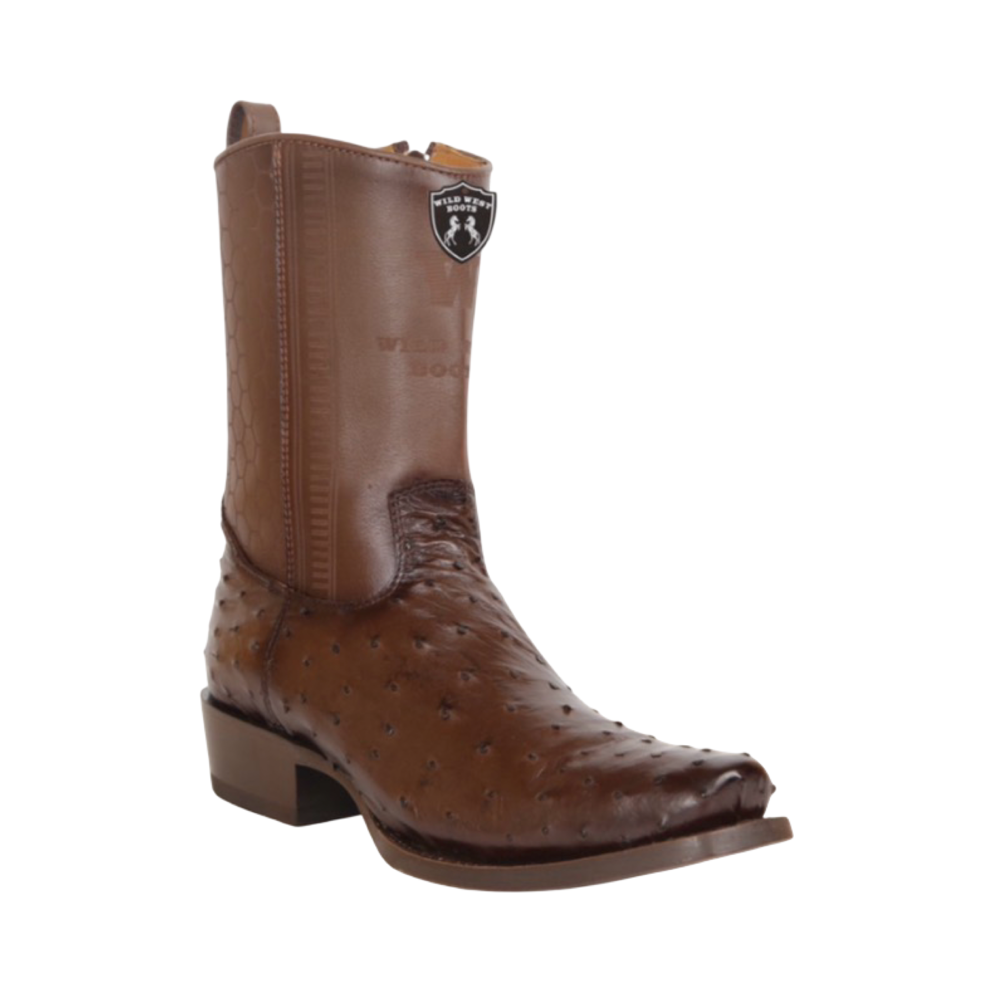 Botas Cortas de Avestruz Original Horma Dubai Color Negro Rojizo - Wild West Boots